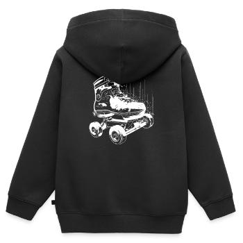 Graphisme des patins à roulettes - Sweat Premium à capuche zippé enfant bio - noir - Dos - AI Model Kid Male (0cm)
