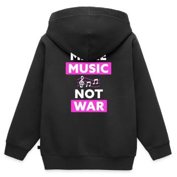 Make Music Not War - Kinder Premium Organic Zip Hoodie - Schwarz - Hinten - AI Model Kid Male (0cm)