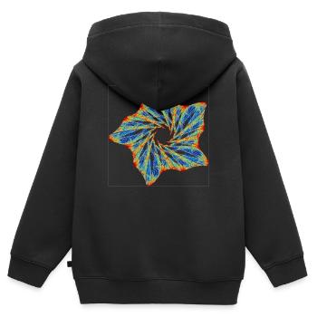 Orbitalblüte – Strange Attractor - Kinder Premium Organic Zip Hoodie - Schwarz - Hinten - AI Model Kid Male (0cm)