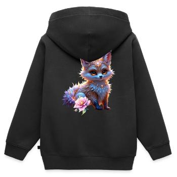 Fuchs-Saphir-Fantasie - Kinder Premium Organic Zip Hoodie - Schwarz - Hinten - AI Model Kid Male (0cm)