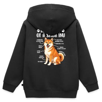 Anatomie eines Shiba Inu Doge-Humors - Kinder Premium Organic Zip Hoodie - Schwarz - Hinten - AI Model Kid Male (0cm)