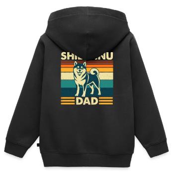 Shiba Inu Vater Japanischer Doge Besitzer - Kinder Premium Organic Zip Hoodie - Schwarz - Hinten - AI Model Kid Male (0cm)