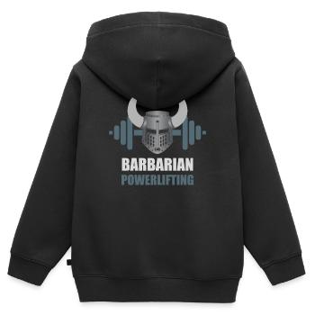 Barbarian Warrior Powerlifting-Workout - Kinder Premium Organic Zip Hoodie - Schwarz - Hinten - AI Model Kid Male (0cm)
