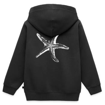 Weiße Seestern-Silhouette auf Schwarz - Kinder Premium Organic Zip Hoodie - Schwarz - Hinten - AI Model Kid Male (0cm)