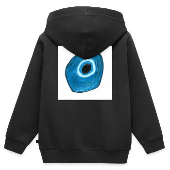 Blue eye in a circle shape - Kids Premium Organic Zip-up Hoodie - black - Back - AI Model Kid Male (0cm)