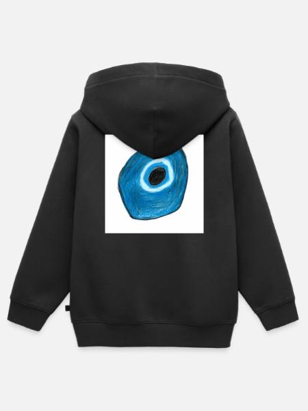 Blaues Auge in Kreisform - Kinder Premium Organic Zip Hoodie - Schwarz