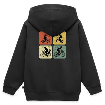 Vier Möglichkeiten, Retro Cyclin zu fahren - Kinder Premium Organic Zip Hoodie - Schwarz - Hinten - AI Model Kid Male (0cm)