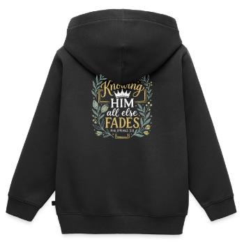 Knowing Him - Philipper 3:8 - Chalk Art Krone - Kinder Premium Organic Zip Hoodie - Schwarz - Hinten - AI Model Kid Male (0cm)
