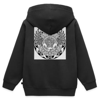 Unaufhaltsamer Wille Mandala mit Flügeln - Kinder Premium Organic Zip Hoodie - Schwarz - Hinten - AI Model Kid Male (0cm)