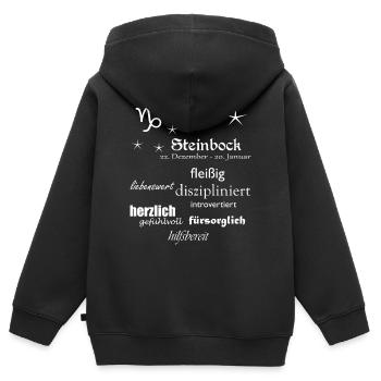 Steinbock_Sternzeichen - Kinder Premium Organic Zip Hoodie - Schwarz - Hinten - AI Model Kid Male (0cm)