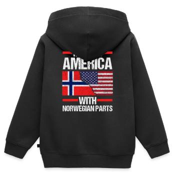 Norway Norge America Patriotic Fjords Scandinavian - Kinder Premium Organic Zip Hoodie - Schwarz - Hinten - AI Model Kid Male (0cm)