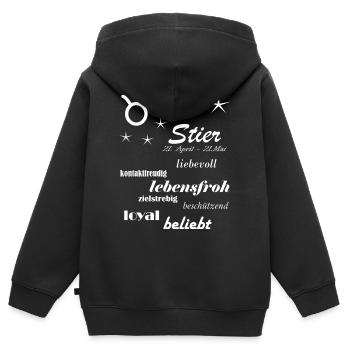 Stier_Sternzeichen - Kinder Premium Organic Zip Hoodie - Schwarz - Hinten - AI Model Kid Male (0cm)