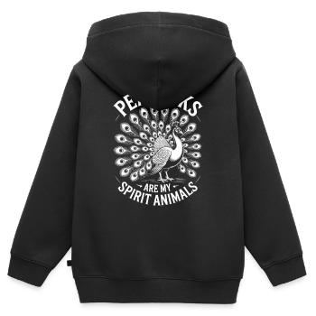 Pfau Sprüche Pfauen Vogel Lustiges Pfau Geschenk - Kinder Premium Organic Zip Hoodie - Schwarz - Hinten - AI Model Kid Male (0cm)