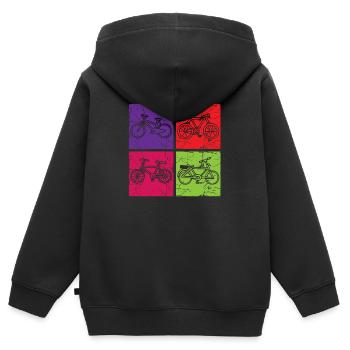 Farbenfrohe, unruhige Fahrrad-Popkunst - Kinder Premium Organic Zip Hoodie - Schwarz - Hinten - AI Model Kid Male (0cm)