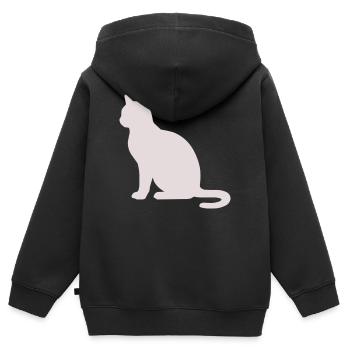 Pastellkatze Silhouette - Kinder Premium Organic Zip Hoodie - Schwarz - Hinten - AI Model Kid Male (0cm)