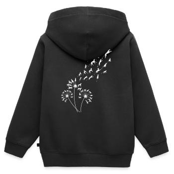 Löwenzahn-Windhund Floral-Windhund - Kinder Premium Organic Zip Hoodie - Schwarz - Hinten - AI Model Kid Male (0cm)