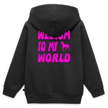 Pferde - Kinder Premium Organic Zip Hoodie - Schwarz - Hinten - AI Model Kid Male (0cm)