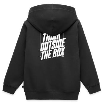Think outside the box – Weißer Spruch & Statement - Kinder Premium Organic Zip Hoodie - Schwarz - Hinten - AI Model Kid Male (0cm)