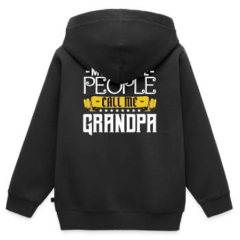 Call Me Grandpa Banner - Kinder Premium Organic Zip Hoodie - Schwarz - Hinten - AI Model Kid Male (0cm)