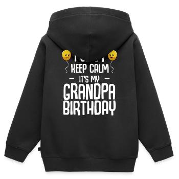 Grandpa Birthday I Can't Keep Calm - Kinder Premium Organic Zip Hoodie - Schwarz - Hinten - AI Model Kid Male (0cm)