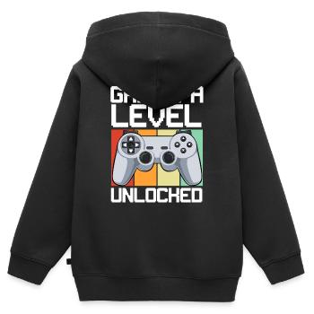 Opa Level Freigeschaltet - Kinder Premium Organic Zip Hoodie - Schwarz - Hinten - AI Model Kid Male (0cm)