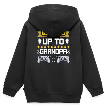 Retro Level Up zum Opa - Kinder Premium Organic Zip Hoodie - Schwarz - Hinten - AI Model Kid Male (0cm)