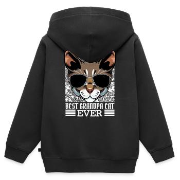 Best Grandpa Cat Ever - Kinder Premium Organic Zip Hoodie - Schwarz - Hinten - AI Model Kid Male (0cm)