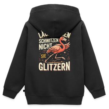 Läuferinnen Schwitzen nicht sie Glitzer Flamingo  - Kinder Premium Organic Zip Hoodie - Schwarz - Hinten - AI Model Kid Male (0cm)