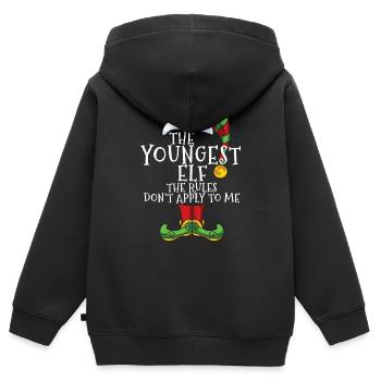 Regeln für den jüngsten Elf gelten nicht - Kinder Premium Organic Zip Hoodie - Schwarz - Hinten - AI Model Kid Male (0cm)