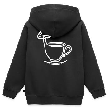 Tee Kaffee Pilz - Kinder Premium Organic Zip Hoodie - Schwarz - Hinten - AI Model Kid Male (0cm)