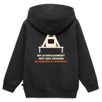 T-shirt drôle de remplacement par IA pour l’épuisement professionnel - Sweat Premium à capuche zippé enfant bio - noir - Dos - AI Model Kid Male (0cm)