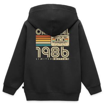 Original 1986 Vintage Vintage Anniversaire Rétro - Sweat Premium à capuche zippé enfant bio - noir - Dos - AI Model Kid Male (0cm)