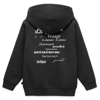 Waage_Sternzeichen - Kinder Premium Organic Zip Hoodie - Schwarz - Hinten - AI Model Kid Male (0cm)