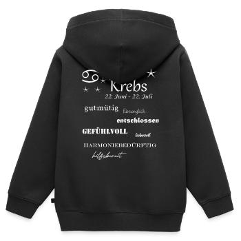 Krebs_Sternzeichen - Kinder Premium Organic Zip Hoodie - Schwarz - Hinten - AI Model Kid Male (0cm)