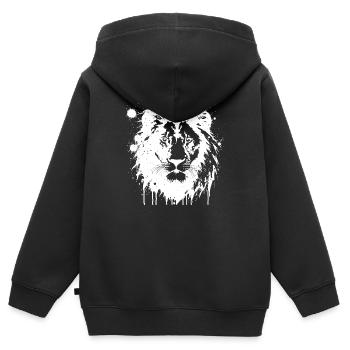 Lion Splash White - Kinder Premium Organic Zip Hoodie - Schwarz - Hinten - AI Model Kid Male (0cm)