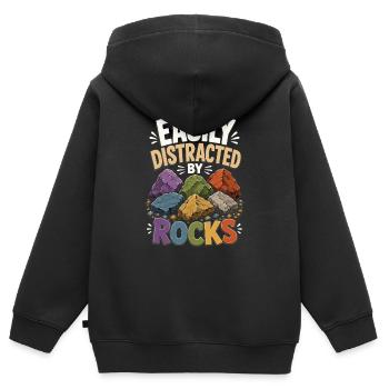 Steinsuche Geode Fossilien Geologie Natur Geschenk - Kinder Premium Organic Zip Hoodie - Schwarz - Hinten - AI Model Kid Male (0cm)