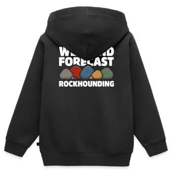 Wochenende Vorhersage Steine Sammeln Steinsuche - Kinder Premium Organic Zip Hoodie - Schwarz - Hinten - AI Model Kid Male (0cm)