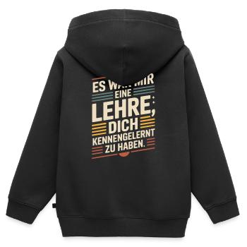 Lehre Dich Kennenzulernen Ex Freund Trennung Ex - Kinder Premium Organic Zip Hoodie - Schwarz - Hinten - AI Model Kid Male (0cm)