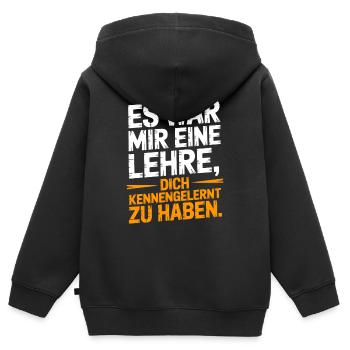 Lehre Dich Kennenzulernen Ex Freund Trennung Ex - Kinder Premium Organic Zip Hoodie - Schwarz - Hinten - AI Model Kid Male (0cm)