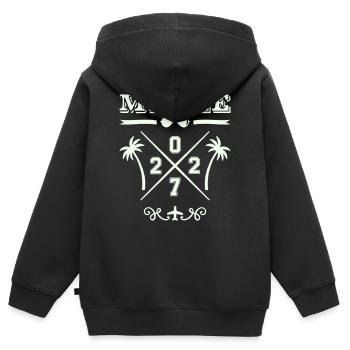 MALLE Strand Cross 2027 Retro Logo - Kids Premium Organic Zip-up Hoodie - black - Back - AI Model Kid Male (0cm)