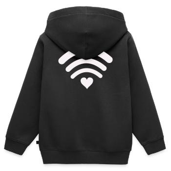 WLAN Liebe Herz Wifi Design - Kinder Premium Organic Zip Hoodie - Schwarz - Hinten - AI Model Kid Male (0cm)