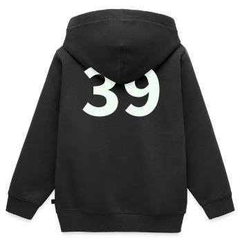 39- - Kinder Premium Organic Zip Hoodie - Schwarz - Hinten - AI Model Kid Male (0cm)