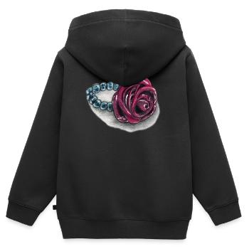Rosenherz mit Perlen - Kinder Premium Organic Zip Hoodie - Schwarz - Hinten - AI Model Kid Male (0cm)
