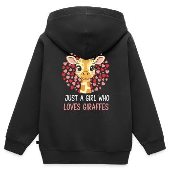 Mädchen liebt Giraffen Herz-Illustration - Kinder Premium Organic Zip Hoodie - Schwarz - Hinten - AI Model Kid Male (0cm)