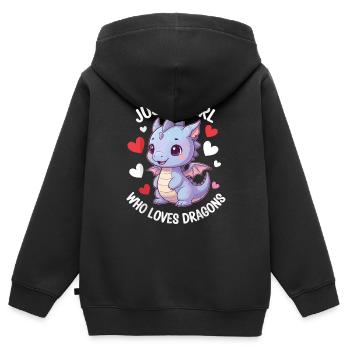 Just a Girl Who Loves Dragons - Kinder Premium Organic Zip Hoodie - Schwarz - Hinten - AI Model Kid Male (0cm)