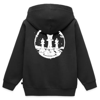 Schachfiguren Skizze - Kinder Premium Organic Zip Hoodie - Schwarz - Hinten - AI Model Kid Male (0cm)