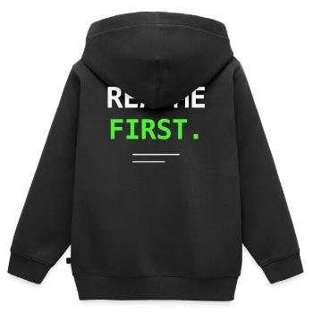 README First Programmierer IT Humor Nerd Geschenk! - Kinder Premium Organic Zip Hoodie - Schwarz - Hinten - AI Model Kid Male (0cm)
