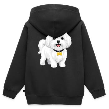 Maltese - Kids Premium Organic Zip-up Hoodie - black - Back - AI Model Kid Male (0cm)