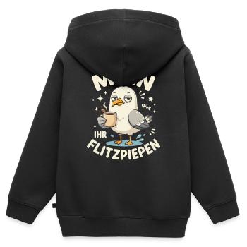 Moin Ihr Flitzpiepen Kaffee Duck - Kinder Premium Organic Zip Hoodie - Schwarz - Hinten - AI Model Kid Male (0cm)
