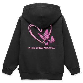 Lungenkrebs Krebs Krebs-Überlebender Krebs stinkt - Kinder Premium Organic Zip Hoodie - Schwarz - Hinten - AI Model Kid Male (0cm)